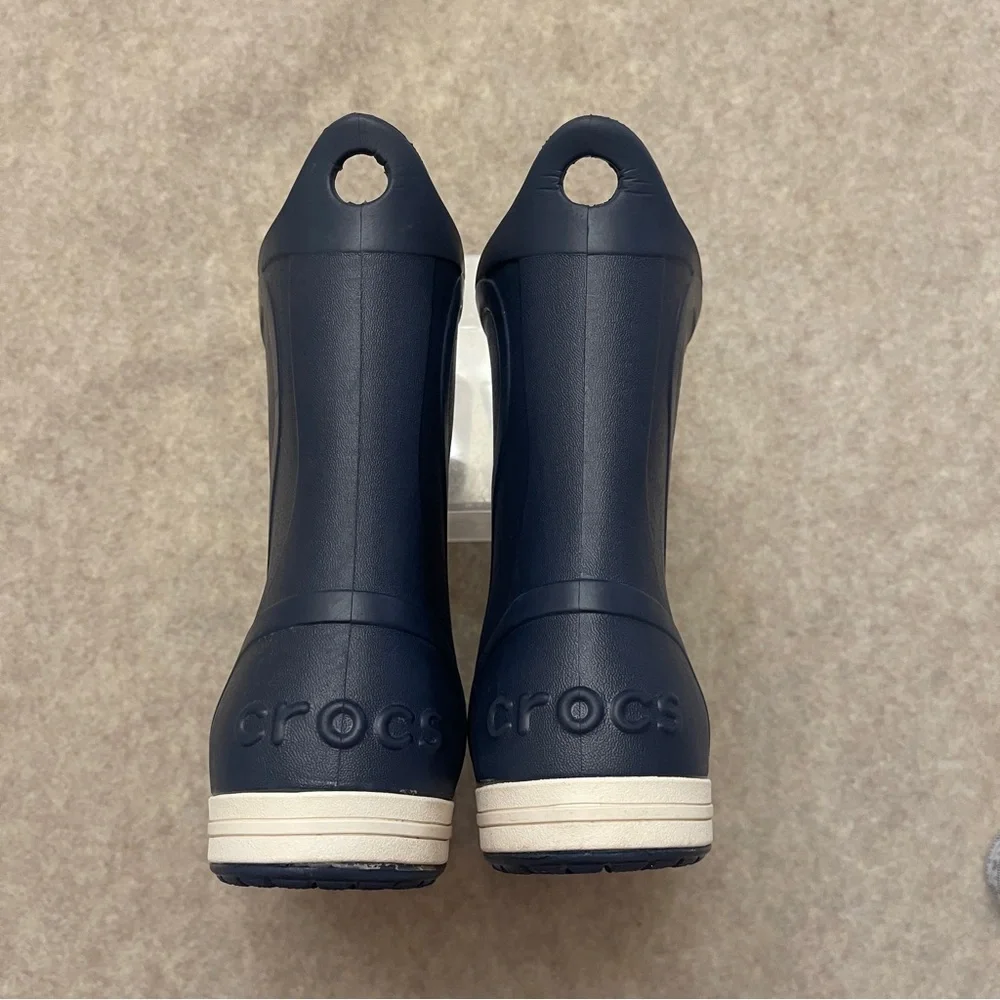 CROCS Navy Blue Toddle Little Boy Rubber Rain Boots Size 13